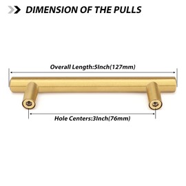 goldenwarm 10 Pack Gold Cabinet Handles Brushed Brass Drawer Pulls Gold Cabinet Pulls 3 inch - Kitchen Door Handles and Knobs Bathroom Bedroom Furniture Knobs Stainless Steel