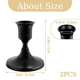 zeochyni Black Taper Candle Holders Set of 2, Vintage Metal Candlestick Holders for Dinner Room Table Centerpiece or Mantel Wedding Party Decor