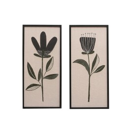 Creative Co-Op 30 Inches Wood Framed Textured Flower Prints, Multicolor Wall Décor