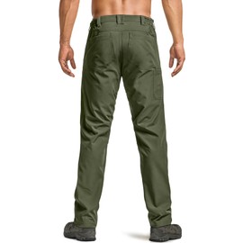 CQR Men's Quick Dry Tactical Pants, Water Resistant Outdoor Pants, Lightweight Stretch Cargo Work Hiking Pants, Rocky Z Fuscous Green, 34W x 34L