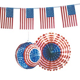 Kogler USA Decoration Set in Bag, Cardboard, Paper, Blue/White/Red, 30 x 30 x 30 cm