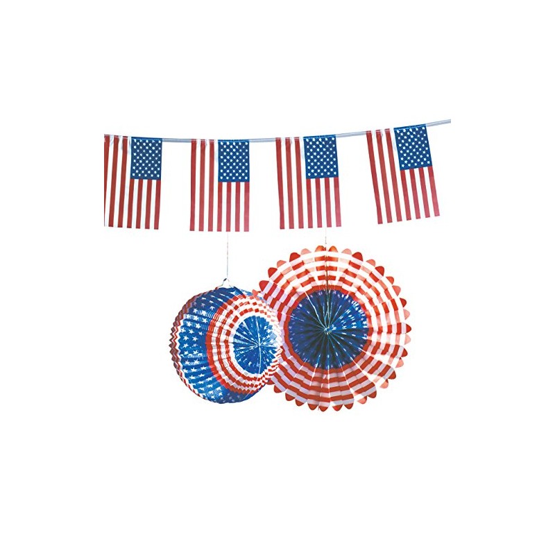 Kogler USA Decoration Set in Bag, Cardboard, Paper, Blue/White/Red, 30