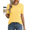 Micoson Womens Short Sleeve Sweater Cable Knit Tops Crewneck Lightweight
