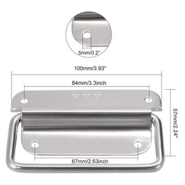 XMHF 4 Inch Pull Ring Handle Stainless Steel Foldable Boat Hatch Latch Cabinet Lifting Ring Pull Handle - Pack of 2
