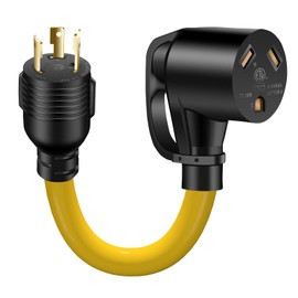 LAZMUMI 30 Amp 3 Prong RV Generator Adapter Cord Twist Lock,, NEMA L5-30P Male to TT-30R Female, Heavy Duty STW 10 AWG for Generator to RV Trailer Camper