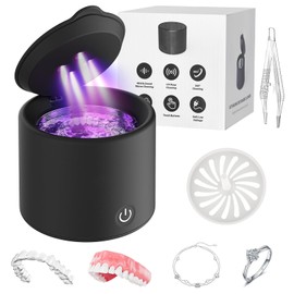 Ultrasonic Retainer Cleaner Machine, 50kHz Ultrasonic Jewelry Cleaner with 3 Modes, Dental Pod for Rings, Toothbrush Heads, Watches, Dentures, Retainers, 200ML Capacity, 304 Stainless Steel