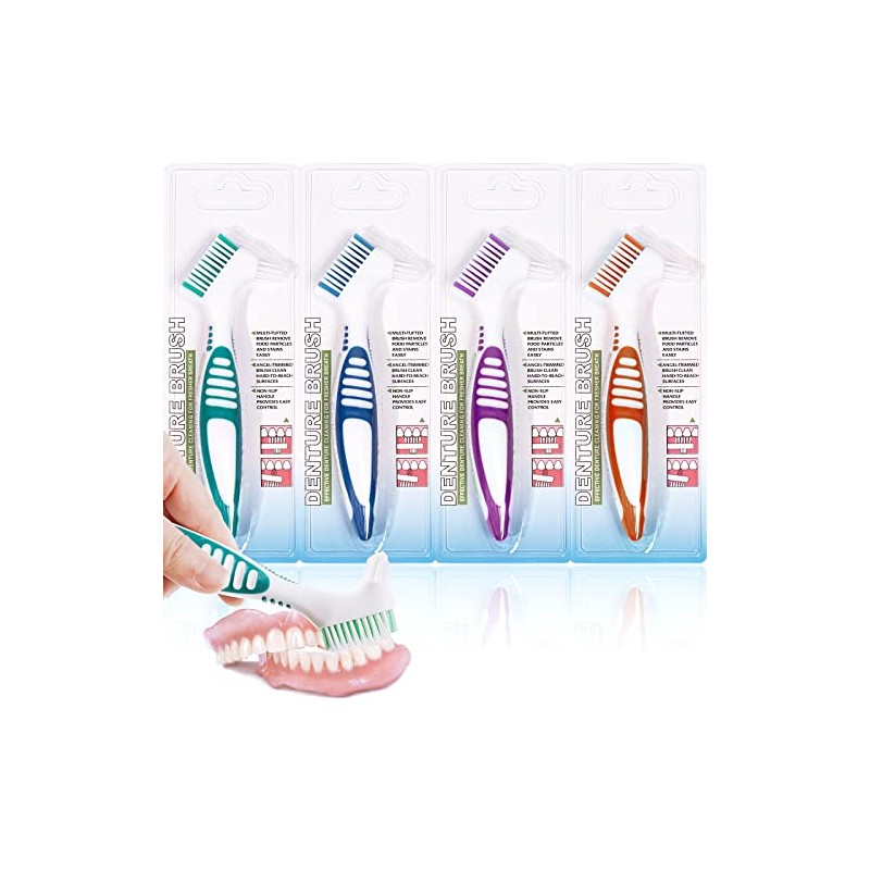 Cepillo para Dentaduras Postizas, Paquete de 4 Cepillos de Limpieza,