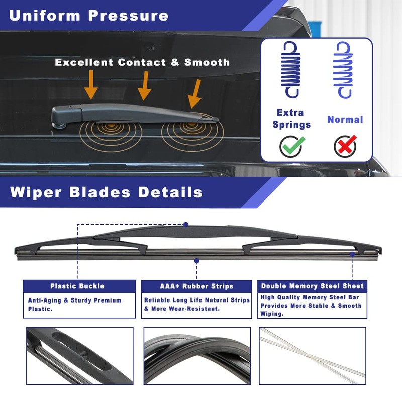 Shopauto Rear Windshield Wiper Arm Blade Assembly Kit Compatible with