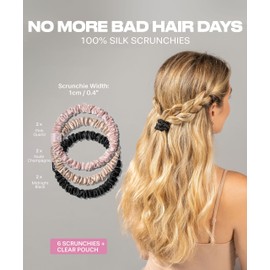 Ch. SKINNIES-6 Silk Scrunchies Set - Premium 22 Momme Handmade Hair Accessories, Soft Pure Silk Hair Ties & Sleep Scrunchies for Women | STYLE: Our Best Sellers