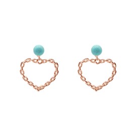 Genuine Turquoise Gemstone Earrings 925 Silver Heart Earrings Blue Boho Jewellery Studed Drop Dangle Earring Rose Gold Plated