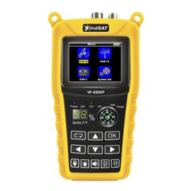 VF-6800P Satellite Finder DVB-S2/T-C MPEG4 Sat Finder Meter 2.4 Inch LCD HD Digital Satellite Finder for TV Receiver, with Flashlight Compass