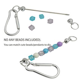 MyyYiTar 10 Pcs Beadable Keychian Bars Small Carabiner Clips DIY Beaded Key Chains Charm Crafts, Silver(No Beaded Included)