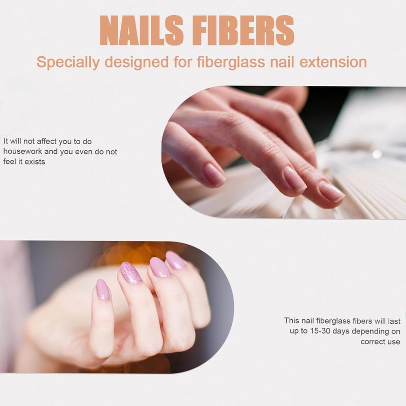 XURJUMI 3stk No Itch Fiberglas Nail Kit, 2Meter harmloses Fiberglas