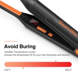 Terviiix Small Flat Iron for Short Hair, Temperature Adjustable Pencil Flat I...