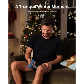 RENPHO Mini Thermal Massage Gun with Heat, Christmas Birthday Gifts for Women Men, Portable Deep Tissue Percussion Massager, Color Silicone Sleeves Travel Size with Carry Case, Aegean Blue