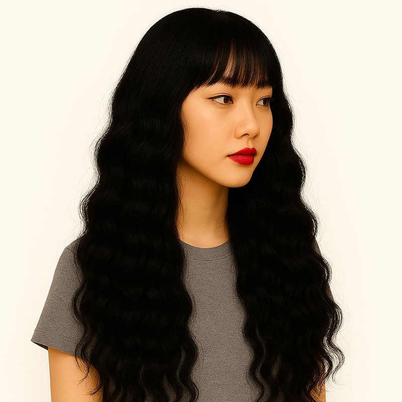 TEA MYONG フルウィッグ ロングカール 前髪あり 耐熱 自然 黒髪 ブロンド ウィッグ