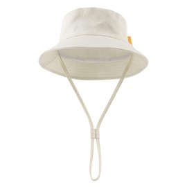 JANGANNSA Summer Baby Boys Hat Sun Protect Bucket Hat for Girls Wide Brim Cotton Beach Cap (Beige, 18.1"(3-6 Months))