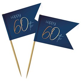 Folat 66860 Party Pickers Elegant 60 Years Pack of 36, Number, Blue (True Blue)