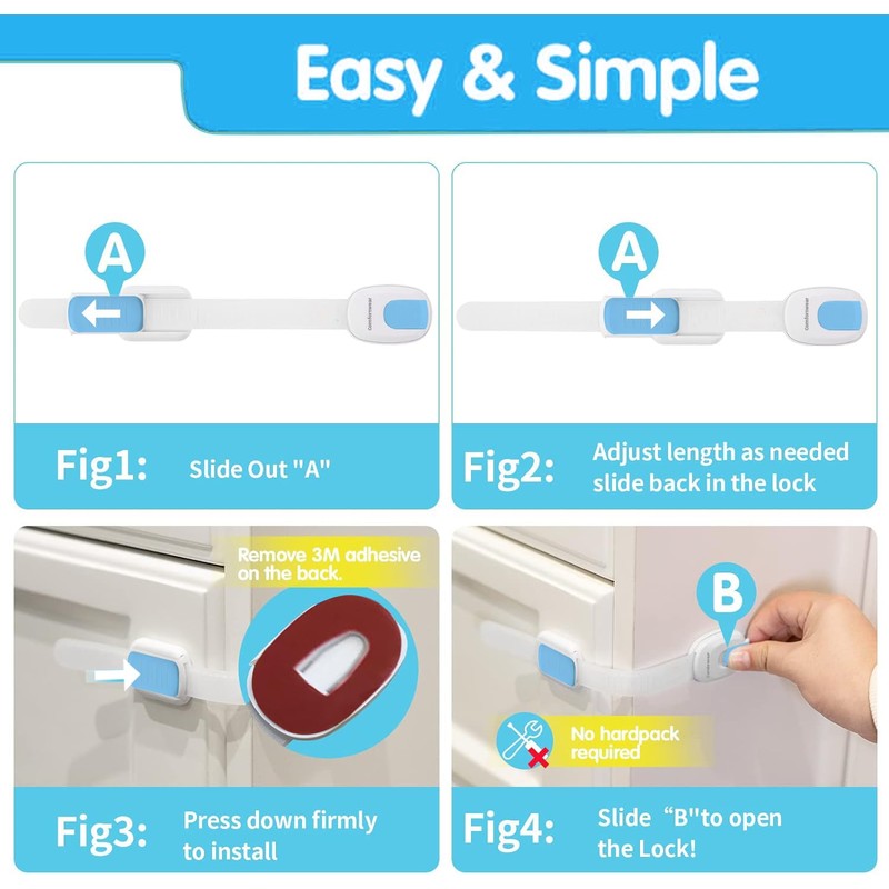 Baby Safety Lock for Kitchen Cupboards (Pack of 2) -