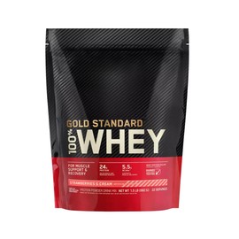 Gold Standard 100% Whey Protein Powder | Whey Protein Isolate Sourced, Fast Digesting | 24g Protein, 5.5g Naturally Occurring BCAAs | Low Carb, Low Sugar, Gluten Free | 22 Servings, 1.5LB (Strawberries & Cream)