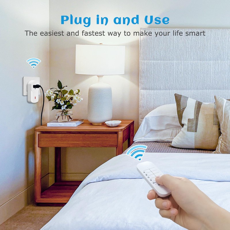 SURNICE Remote Control Outlet Plug with 15A/1800W, 130 Ft RF