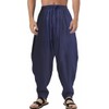 PACEIADTA Men Elastic Waist Harem Pants Loose Drawstring Drop Crotch