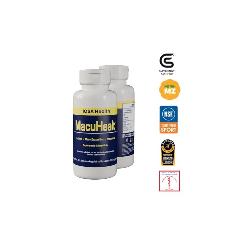 Macuhealt 30 cápsulas | Suplemento ocular con luteína, zeaxantina y