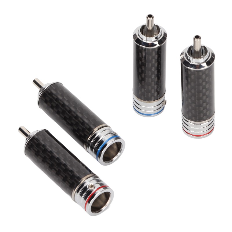 4Pcs RCA Sound Plug Carbon Fiber Chrome 8mm Wire Diameter