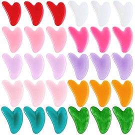 Ubamdom 30 Pcs Gua Sha Facial Tool Resin Gua Sha Massage Tool Heart Shaped Guasha Stone Guasha Board for Face Body Skin Massage Spa Acupuncture Prevent Wrinkles (Multi Colors)