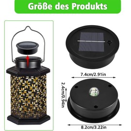 Tulov Pack of 2 Solar Lights Replacement Parts, Round Warm White Light Solar Lamps Replacement Top, Garden Solar Lights Replacement Parts for Outdoor Garden Decor (Outer Diameter 8.1 cm, Inner