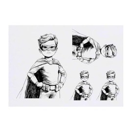 Azeeda 4 x 'Superheldenjunge' Temporäre Tattoos - Wasserfest, Hautfreundlich & Ungiftig · Transfers in Verschiedenen Größen (TO00076842)
