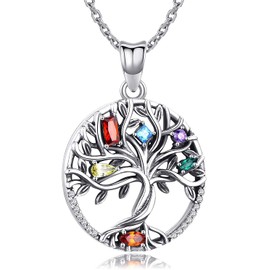 Aniu Silver Tree of Life Necklace for Women 925 Sterling Silver Celtic Family Tree Pendant Tree Birthday Gift Jewelry