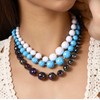 XAM Creative Acrylic Layered Bead Choker Necklace – Mixed-Size Boho