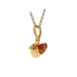 Artisana-Schmuck Amber pendant (without chain), small bird pendant made of amber and gold-plated 925 sterling silver