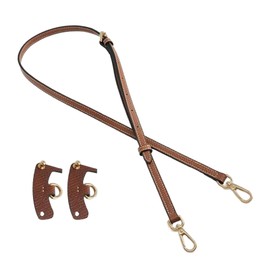No Punch Replacement Adjustable Bag Straps, Brown handbag straps crossbody with 2 Adapters, Durable PU Leather Mini Bags Shoulder Strap Women(Brown & gold buckle)