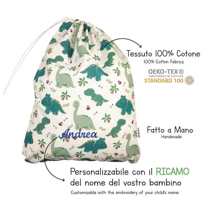 Panini Tessuti Wickeltasche für Kindertagesstätten aus 100% Baumwolle, 34 x