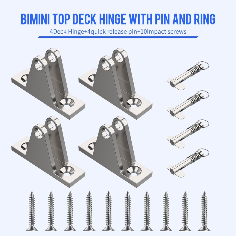 OYMLANX Bimini Top Deck Hinge Kit - 316 Stainless Steel