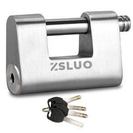 ZSLUO Heavy Duty Security Padlock - Stainless Steel Padlock - Anti-Theft Lock, Heavy Duty Solid Cast Padlock - 7/16" Shackle, Weather and Cut Resistant - for Trucks, Warehouses, Gates (4 Keys)
