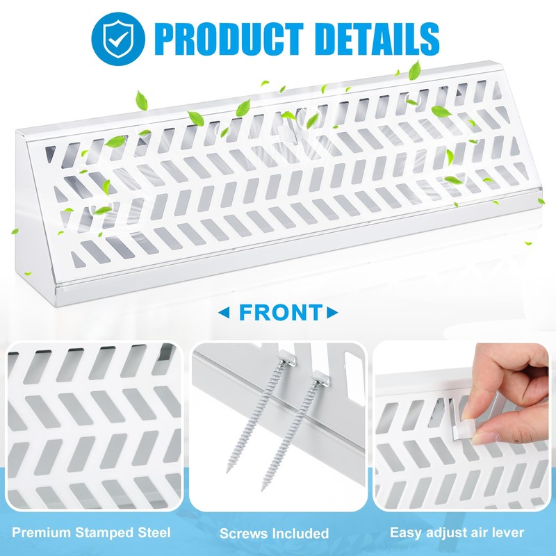 Blulu 2 Pack 18 Inch Baseboard Register Vent Duct Opening