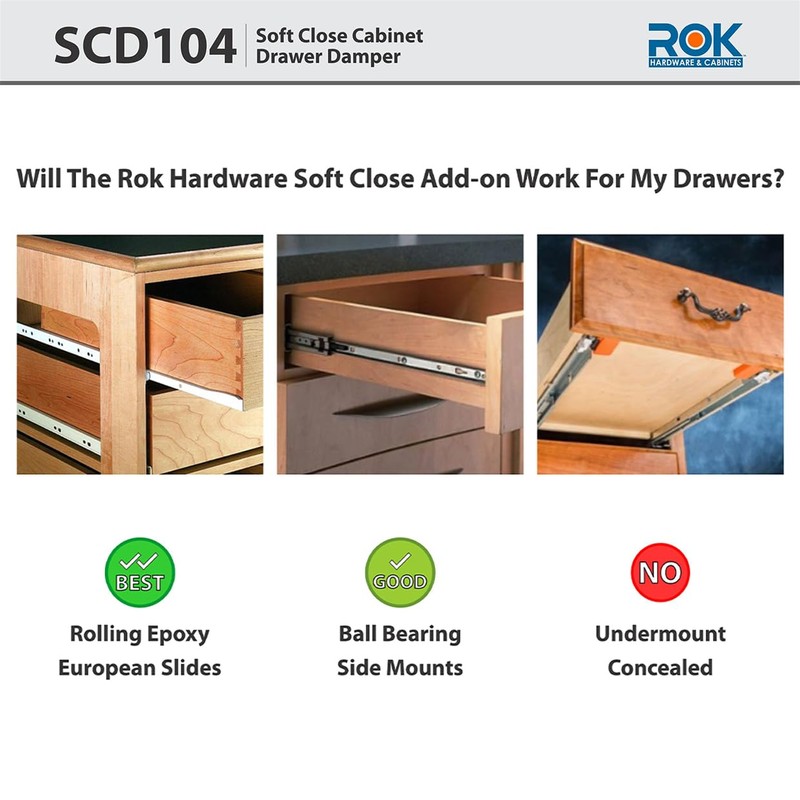 2-Pack Rok Hardware Soft Close for Wood Drawers/Soft Close Drawer