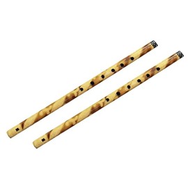 Decorative Traditional Handmade Hand made Wooden Bamboo Flute Basuri Indian Musical Instrument for Gifting and Decoration (Brown - Set of 2)