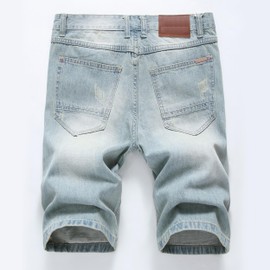 Lavnis Men's Casual Denim Shorts Classic Fit Distressed Summer Fashion Ripped Short Jeans Light Blue 40