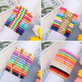 LUYI 12 Pcs Preppy Jewelry Bracelets Set Friendship Beaded Bracelets for Women