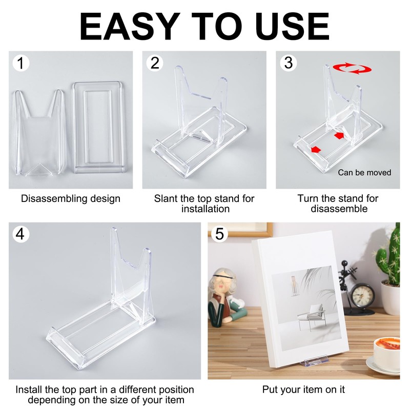 12 Pack Acrylic Book Stand for Display Adjustable Clear Display