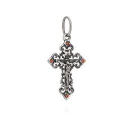NKlaus 925 Sterling Silver Cross with Zirconia Orange Blue Rose or Green Orthodox Crucifix Pendant Christening, Silver, Cubic Zirconia