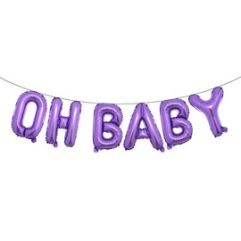 16 Inch Oh Baby Foil Letters Balloons Banner Hanging Party Kit for Baby Shower Gender Reveal Party Decoration Supplies (OH BABY Purple)