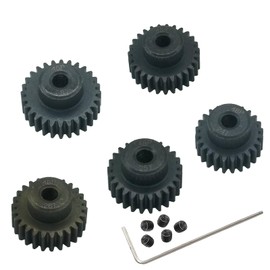 YijiaLink 5-Pack Steel 48P Pinion Gear Sets 24T 25T 26T 27T 28T with Screws for 3.175mm (1/8-Inch) Shaft 1/10 RC Car Brushless Brush Motor