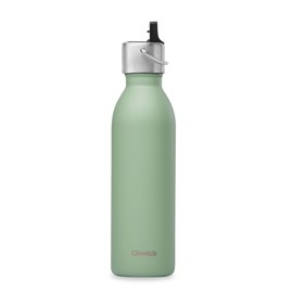 Qwetch - Water Bottle 600 ml Stainless Steel Linden Green - Thermos Flask Made of 90% Recycled Stainless Steel with Sports Cap - 24 Hours Cold & 12 Hours Hot - Insulated Flask, Leak-Proof, BPA-Free
