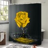 LUKUY Yellow Floral Shower Curtain Roses Reflection in Water Black