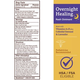 A+D Overnight Healing Diaper Rash Ointment - Soothes, Protects & Relieves Diaper Rash Overnight with Lavender & Colloidal Oatmeal - Healing Ointment for Red, Itchy, Irritated Skin - 15.2 oz Jar